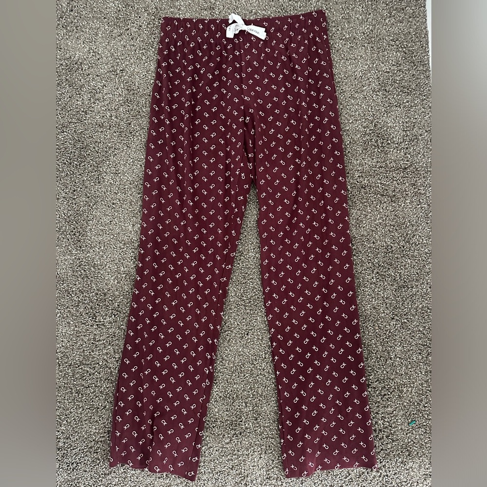 Calvin Klein Red and White Lounge Pants with Logo Print